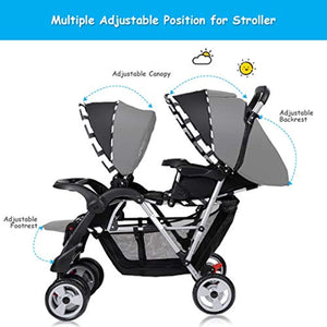 Double Stroller, Twin Tandem Baby Stroller with Adjustable Backrest - EK CHIC HOME
