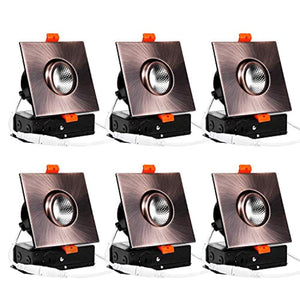 6-Pack 3 Inch LED Square Dimmable Recessed Light with J-Box - EK CHIC HOME