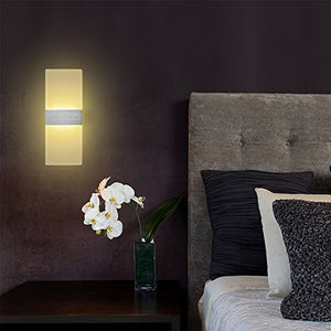 Modern Wall Sconce 12W, Set of 2 LED Wall Lamp Warm White - EK CHIC HOME