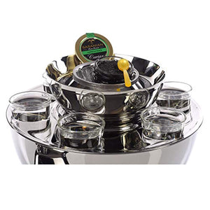 Vienna Stainless Steel 6 Shot Glass Set and Caviar Serving Bowl - EK CHIC HOME