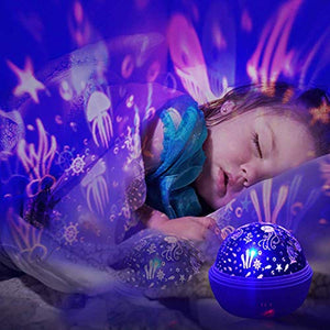 Night Light Projector, Ocean Constellation Night Lights Projector Lamp, Rotating and Colorful Mood Nursery Soother - EK CHIC HOME