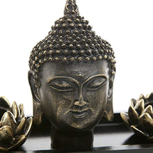 Load image into Gallery viewer, Buddha Head Sculpture Zen Garden Set w/Lotus Tealight Candle Holders - EK CHIC HOME