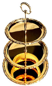 (Pack of 2) Three Tiered Iron Gold Serving Stand Serving Tray For Parties - EK CHIC HOME