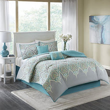 Load image into Gallery viewer, 6 Piece - Teal Grey - Paisley Design - Queen Size - EK CHIC HOME