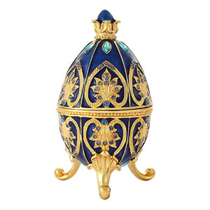 Hand Painted Faberge Egg Style Enamel Hinged Jewelry Trinket Box - EK CHIC HOME