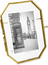 Load image into Gallery viewer, 4x6 Vintage Style Octagon Brass &amp; Glass, Metal Floating - EK CHIC HOME