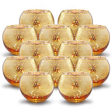 Load image into Gallery viewer, Round Gold Votive Candle Holders - Mercury Glass Tealight Set of 12 - EK CHIC HOME