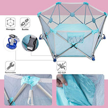 Load image into Gallery viewer, Playpen Pop N&#39; Portable Playard for Babies/Toddler/Newborn/Infant with Travel Bag,6-Panel,More Protect,More Funny Time [ Blue ] - EK CHIC HOME