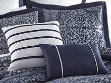 Load image into Gallery viewer, Mayan 7-Piece Navy Jacquard Floral Comforter Set (Queen) - EK CHIC HOME