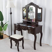 Load image into Gallery viewer, Vanity Dressing Table Set with Stool (Brown) - EK CHIC HOME