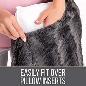 Faux Fur Pillowcases, Set of 2 Decorative Case Sets-12x20 - EK CHIC HOME