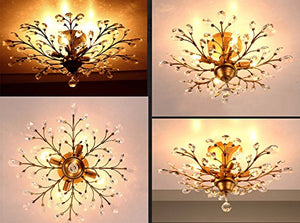 4-Light Vintage Crystal Chandeliers Ceiling Lights LED Light (Golden) - EK CHIC HOME