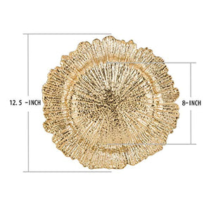 Round 13 Inch Plastic Charger Plates with Eletroplating Finish (12, Reef Gold) - EK CHIC HOME