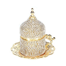 Load image into Gallery viewer, 27 Pc Turkish Coffee Espresso Cup Saucer Swarovski Crystal Set GOLD - EK CHIC HOME
