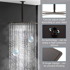 16 Inches Oil Rubbed Bronze Shower Faucets Sets Complete Bathroom Rain Mixer Shower System - EK CHIC HOME