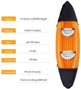 2 Person Inflatable Kayak, Orange Boat Fishing Portable - EK CHIC HOME