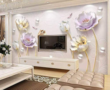 Load image into Gallery viewer, 3D Embossed Floral Wallpaper Tulip Flower Wall Mural Soft Blossom Wall Art Classic - EK CHIC HOME
