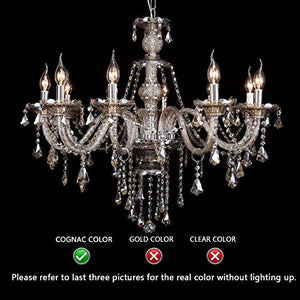 10 Lights Modern Luxurious Crystal Chandelier Candle Pendant Lamp 25.6 x 35.4 Inch - EK CHIC HOME