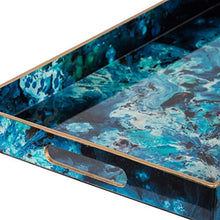Load image into Gallery viewer, Abstract Blue Rectangular Tray, Set of 2, Multi-Color - EK CHIC HOME