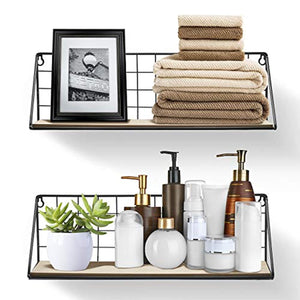 Sorbus Floating Shelves Wall Mounted Rustic Wood Storage Set for Picture Frames - EK CHIC HOME