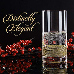 Luxurious Highball Cocktail Glasses - Sparkling"Diamond" Studded Set of 6 - EK CHIC HOME