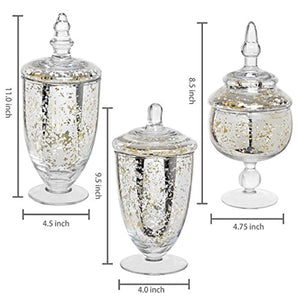 Decorative Mercury Silver Glass Apothecary Jars 3 Piece Set - EK CHIC HOME