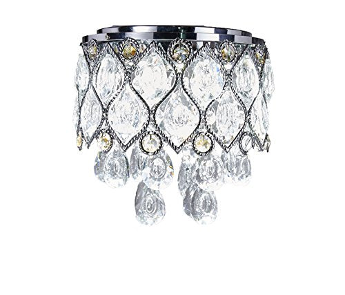 Flush Mount Crystal Chandelier Lighting, Diameter 8 inches - EK CHIC HOME