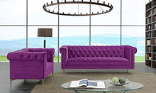 Load image into Gallery viewer, Iconic Gold/Purple Velvet Metal Sofa - EK CHIC HOME