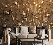 Load image into Gallery viewer, Wall Mural 3D Wallpaper Embossed Golden Tree Fruit Wall Decoration Art - EK CHIC HOME