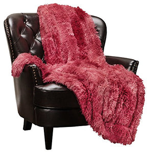 Fur Sherpa Throw Blanket Super Soft Shaggy Fuzzy Fluffy Elegant -50" x 65" - EK CHIC HOME