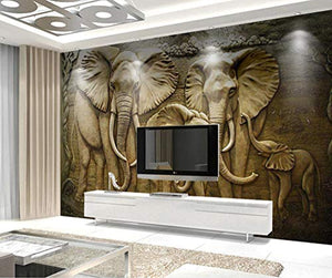 Wall Mural 3D Wallpaper Golden Minimalist Embossed Elephant Wall Decoration Art - EK CHIC HOME