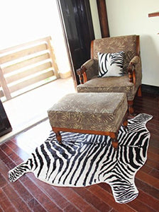 Soft Faux Zebra Print Rug 5x4.3 Feet Animal Rug - EK CHIC HOME