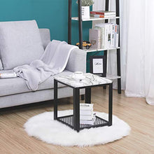 Load image into Gallery viewer, End Table, 2-Tier Side Table with Storage Shelf Living Room, Faux Marble with Metal Frame - EK CHIC HOME