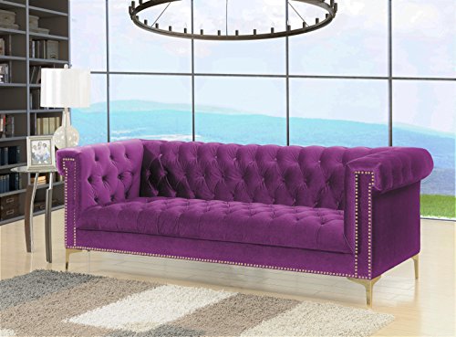 Iconic Gold/Purple Velvet Metal Sofa - EK CHIC HOME