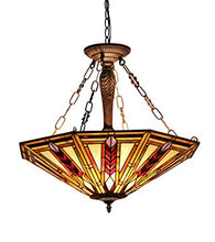 Load image into Gallery viewer, Moasic Tiffany-style Mission 3 Light Inverted Ceiling Pendant Fixture 25-Inch Shade - EK CHIC HOME
