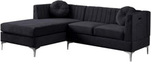 Load image into Gallery viewer, Velvet Sectional Sofa Chaise with USB Charging Port, Black - EK CHIC HOME