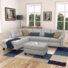 Load image into Gallery viewer, Sectional Left Chaise Lounge, 6 Pillows, Storage Ottoman and Nail Head - EK CHIC HOME