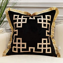 Load image into Gallery viewer, Pack of 2 Luxury Black Decorative Pillows with Tassels 20 x 20 - EK CHIC HOME