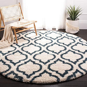 Hudson Shag Collection  Navy and Ivory Moroccan Geometric Area Rug (8' x 10') - EK CHIC HOME