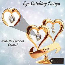 Load image into Gallery viewer, 24K Gold Dipped Two Hearts with Dangling Crystals in Gift Ready Box - EK CHIC HOME