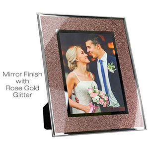 Picture Frame 5"x7" Photo Holder with Shimmering Rose Gold Glitter Border - EK CHIC HOME
