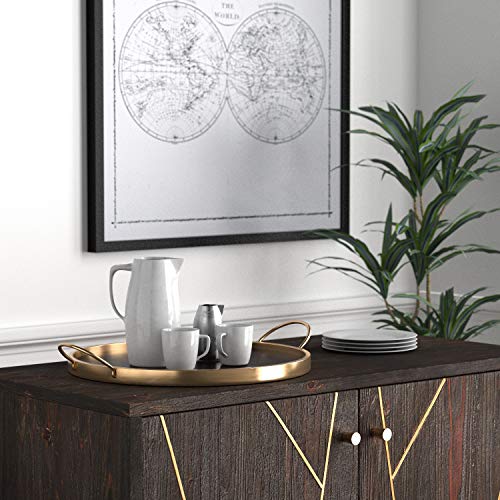 Black/Gold Rivet Contemporary Metal Tray - EK CHIC HOME