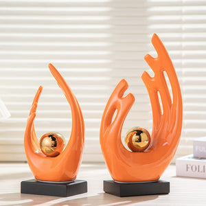 Home Decor Ceramic Statue Orange Modern Abstract Art - EK CHIC HOME