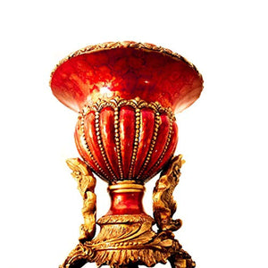 11 Inch Deep Red & Gold Urn Style Vase - EK CHIC HOME