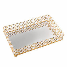 Load image into Gallery viewer, Crystal Beads Rectangle Mirrored Decorative Tray (Gold) - EK CHIC HOME
