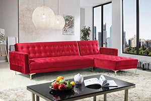 Iconic Convertible Sofa Sleeper L Shape Tufted Velvet - EK CHIC HOME