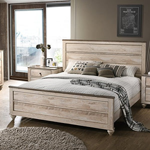 Contemporary White Wash Finish 5 Piece Bedroom Set - EK CHIC HOME