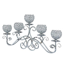 Load image into Gallery viewer, 5 Arms Candelabra Home Holiday Decorative Centerpiece Silver Crystal Candle Holders - EK CHIC HOME