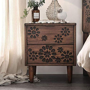 Contemporary Dark Oak Finish Bedroom Furniture 4piece California King Size Set - EK CHIC HOME