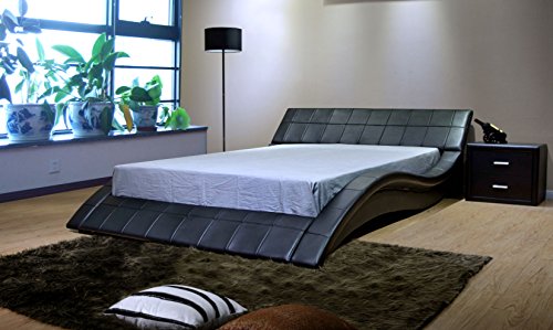 Black Wave-Like Shape Platform Bed - EK CHIC HOME
